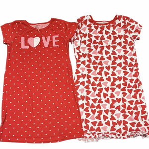 Carter's Girls 6-7 Valentine's Day LOVE Hearts Nightgowns Pajamas 2 Piece READ